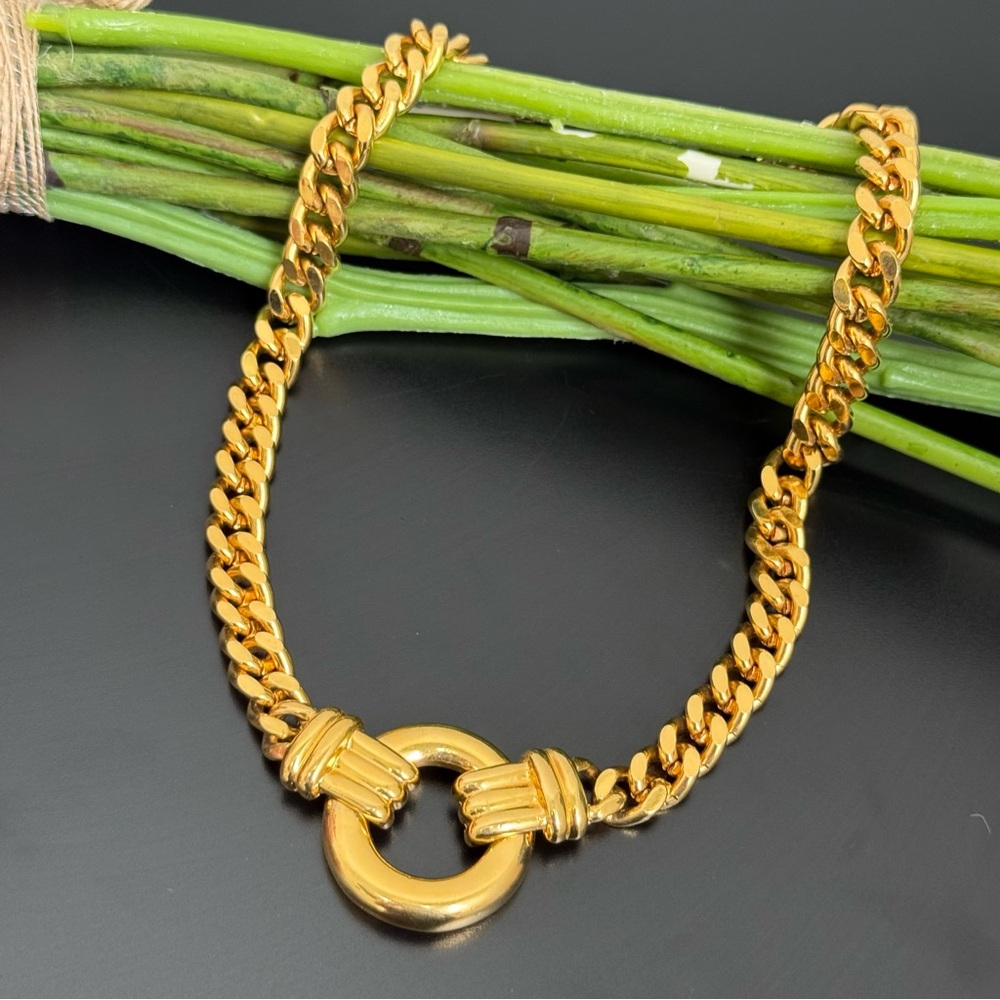 Unsigned Gold-tone Chunky Chain Cuban Link Necklace 67g.